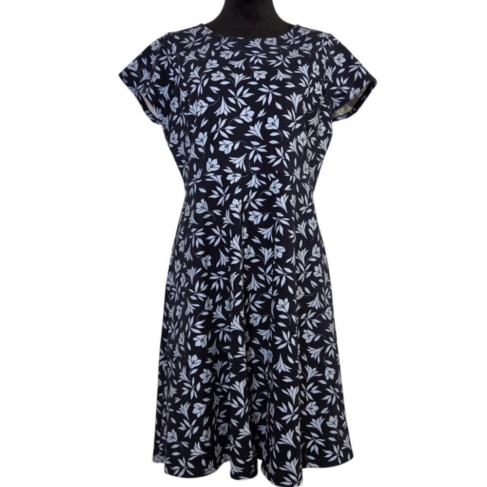 DRAPER JAMES Blue Floral A-Line Dress, Size Large